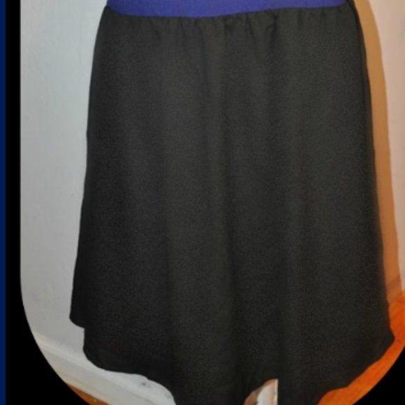 TORRID Dress Sz.14W, Black Faux Wrap with Royal Bl - Picture 2 of 4